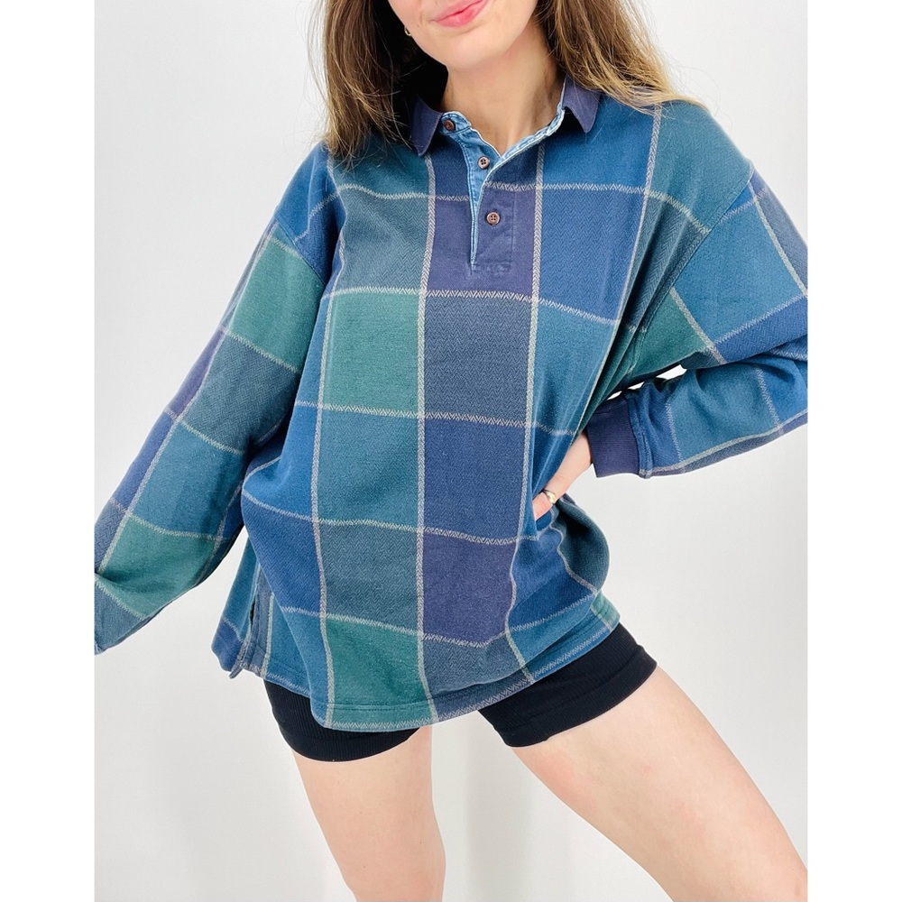 Blue and Green Plaid Men's Shirt
